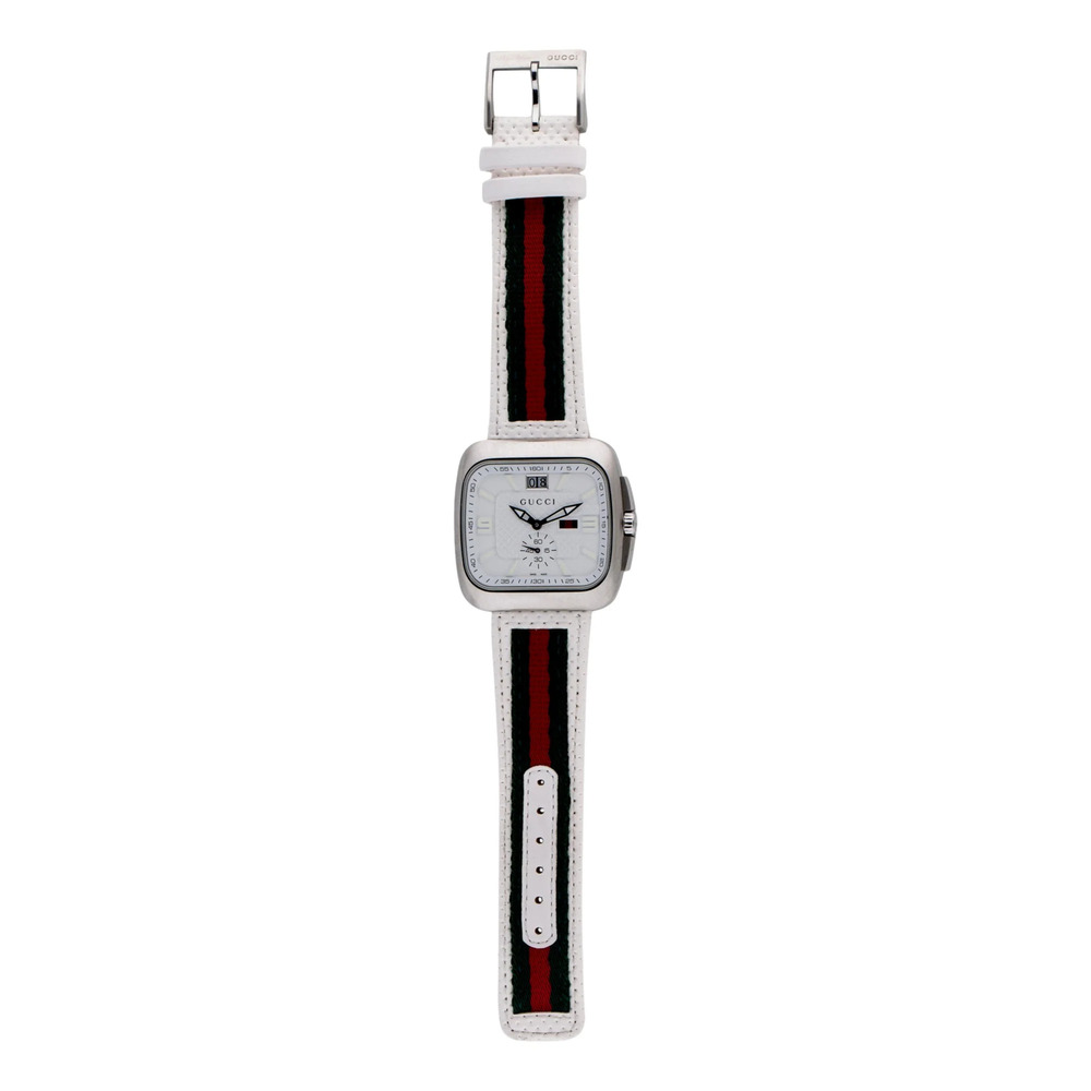 Gucci Coupe Watch YA131303 White Dial with Web